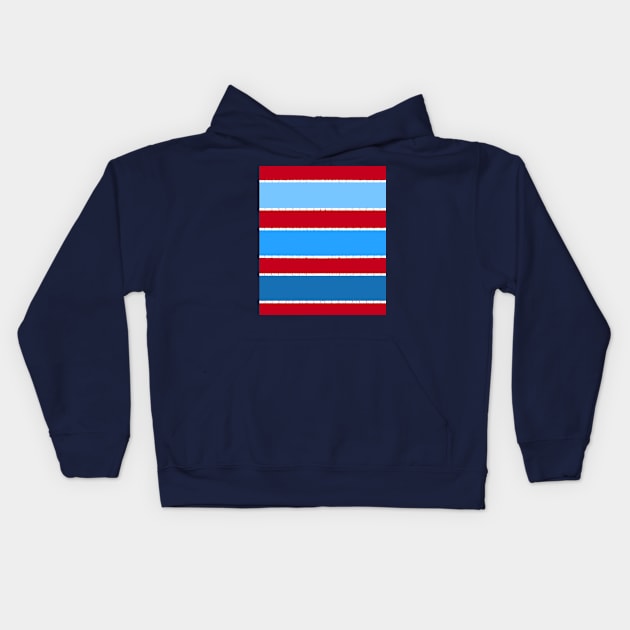 Blue and Red Nautical Wide Stripes Kids Hoodie by OneThreeSix